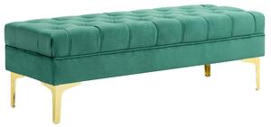 HOMCOM Bancă cu Husă Capitonată din Catifea cu Picioare Metalice pentru Hol, Coridor și Living, 118x45x42 cm, Verde | Aosom Romania