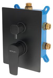Novaservis Metalia 58, baterie ascunsă cu cutie 3 prize, negru mat, BOX58051RX-5