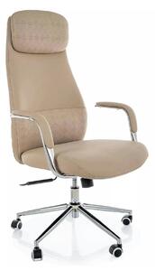 Scaun birou Q-05, bej, piele ecologică, 65x50x117 cm
