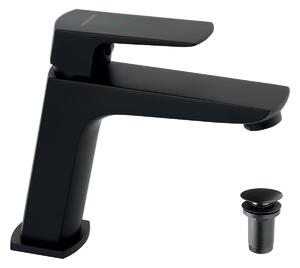 Novaservis Nobless Ego, robinet pentru chiuvetă cu dop de scurgere ClickClack, negru mat, 43003-5
