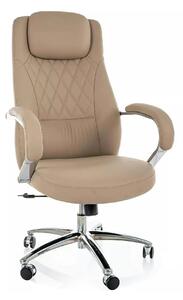 Scaun birou Q-07, bej, piele ecologică, 68x51x116 cm