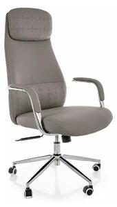 Scaun birou Q-05, gri, piele ecologică, 65x50x117 cm