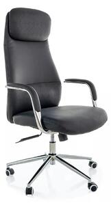 Scaun birou Q-05, negru, piele ecologică, 65x50x117 cm