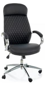Scaun birou Q-09, negru, piele ecologică, 64x48x118 cm