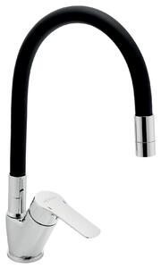 Novaservis, Baterie chiuveta cu brat flexibil negru Metalia 54, crom, 54014F-0C