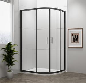 Polysan Polysan, paravan de duș pătrat EASY BLACK 900x800mm, L/R, sticlă transparentă, EL2815B