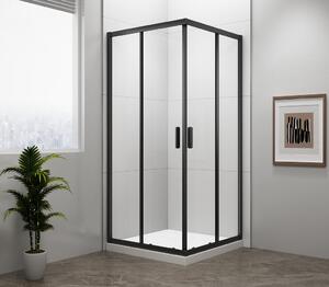 Polysan Polysan, paravan de duș pătrat EASY BLACK 800x800mm, sticlă transparentă, EL5215B