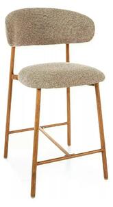 Scaun bar ELTON H-2, bej/stejar, stofă/metal, 43x45x91 cm