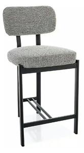 Scaun bar MISAKI H-2, gri/negru, stofă/metal, 45x44x92 cm