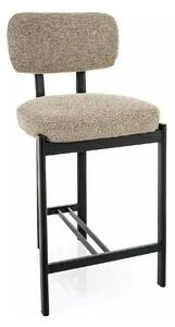 Scaun bar MISAKI H-2, bej/negru, stofă/metal, 45x44x92 cm