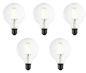 Set de 5 becuri LED E27 G95 transparente 3,8W 806 lm 3000K