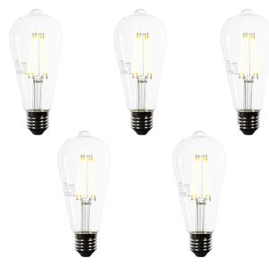 Set de 5 becuri LED E27 ST64 transparente 3,8W 806 lm 3000K