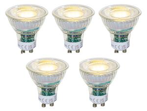 Set de 5 becuri LED GU10 50mm reglabile, clare, 2,5W, 450 lm, 3000K