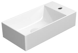 GSI Sapho, chiuveta ceramica KUBE X 50x25 cm, baterie chiuveta dreapta, ExtraGlaze alb, 9486111
