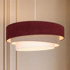 Duolla Lampă suspendată Trio, roșu închis/bej, Ø 60 cm, material textil, E27, Roșu, Camera de zi / sufragerie, Țesătură / Textil, Viața tânără