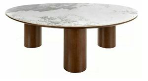 Măsuță cafea ADELIS, alb lucios/nuc, ceramică/MDF, 110x80x35 cm