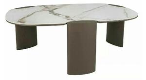 Măsuță cafea ADORO B, alb lucios/cupru, ceramică/metal/MDF, 105x65x38