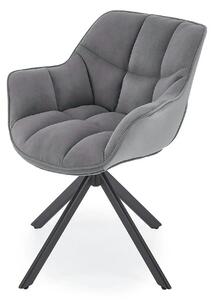 Scaun rotativ K610, gri/negru, stofa catifelata/metal, 65x64x79 cm