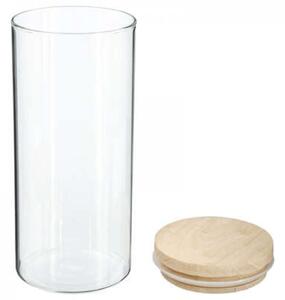 Borcan alimentar din sticla cu capac din lemn 1300 ml, JARWO