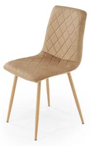 Scaun K525, bej/stejar, stofa catifelata/metal, 45x55x89 cm