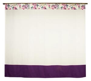 Perdea din in cu flori mov, 170x145 cm
