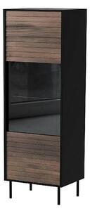 Vitrina CORTINA, nuc/negru, PAL laminat/sticla, 53x40x182 cm