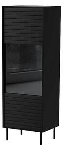 Vitrina CORTINA, negru, PAL laminat/sticla, 53x40x182 cm