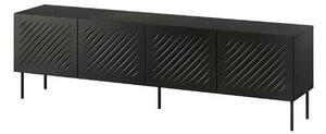 Comoda TV SIENA, negru, PAL laminat/metal, 201x40x60 cm
