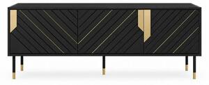 Comoda TV MOUNTAIN, PAL laminat, negru/auriu, 154x40x55 cm