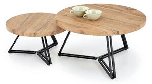 Set 2 masute cafea ANGER, stejar auriu/negru