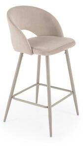 Scaun bar H96, bej deschis/casmir, stofa catifelata/otel, 48x49x89 cm