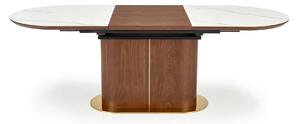 Masa extensibila GIBSON, alb/nuc/auriu, piatra sinterizata, 160/220x90