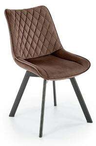 Scaun rotativ K520, maro/negru, stofa catifelata/metal, 45x63x80 cm