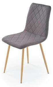 Scaun K525, gri inchis/stejar, stofa catifelata/metal, 45x55x89 cm