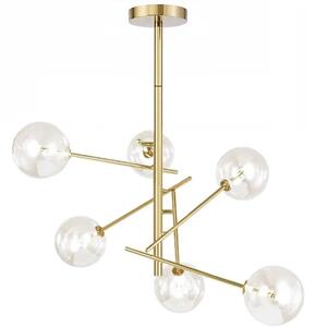 Toolight Tolight, Lampă suspendată - bile de sticlă 6 buc APP919-6CP, auriu, OSW-03231
