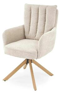 Scaun rotativ K594, bej/stejar, stofa/lemn, 60x64x95 cm
