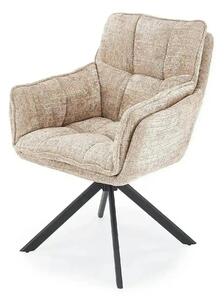 Scaun rotativ K597, bej/negru, stofa/metal, 70x67x90 cm