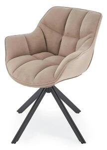 Scaun rotativ K610, bej/negru, stofa catifelata/metal, 65x64x79 cm
