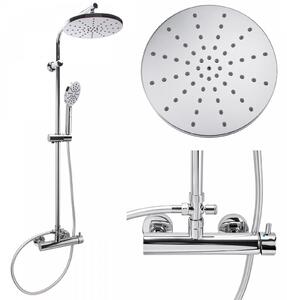 Erga Dubai, set de duș cu baterie și cap de duș 23 cm, cromat, ERG-YKA-BP.DUBAJ23-CHR
