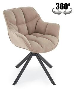 Scaun rotativ K610, bej/negru, stofa catifelata/metal, 65x64x79 cm
