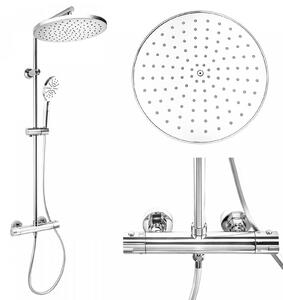 Erga Dubai, set de duș cu baterie termostatică și cap de duș de 30 cm, cromat, ERG-YKA-BP.DUBAJ-THERM-30-CHR