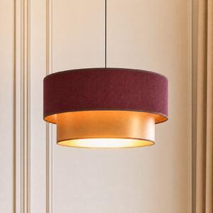 Duolla Lampă suspendată Dorina, roșu închis/auriu, Ø 45 cm, material textil, E27, Roșu, dormitor, Țesătură / Textil, Viața tânără