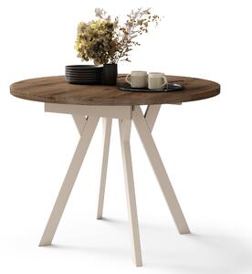 Mazzoni ALMO Nuc Elegant/picioare bej - MASĂ ROTUNDĂ EXTENSIBILĂ CU PICIOARE ÎN FORMĂ DE Y STIL LOFT PENTRU SALON/SUFRAGERIE