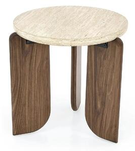 Masuta cafea MAMBO S, travertin/nuc, 50x51 cm