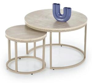 Set 2 masute cafea PAOLA, bej cu efect de piatra travertin/casmir