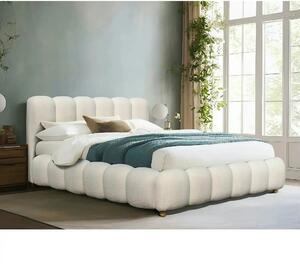 Pat BRISA 160x200, crem, stofa boucle, cu somiera