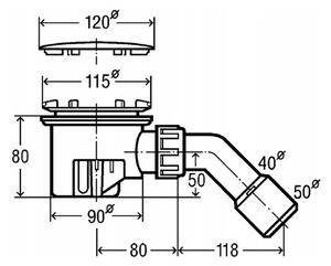 Viega Tempoplex, sifon pentru cădițe de duș cu diametrul de 90 mm 6956EX, crom, 364786