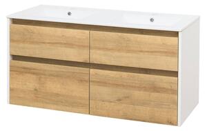 Mereo Mereo, Opto, dulap baie cu chiuveta ceramica 121 cm, alb, stejar, alb/stejar, negru, MER-CN933