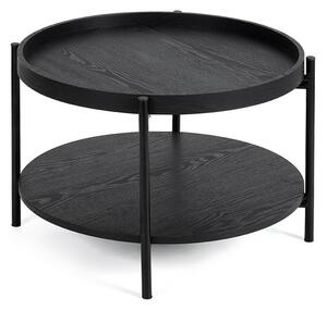 Măsuță de cafea neagră rotundă cu aspect de lemn de stejar ø 64 cm Hagen – Bonami Essentials