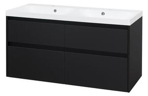 Mereo Mereo, Opto, dulap de baie cu chiuvetă din marmură turnată, 121 cm, negru mat, MER-CN943M